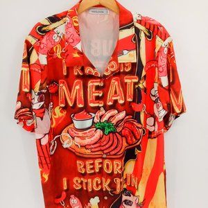 Button Down Graphic Knit Shirt